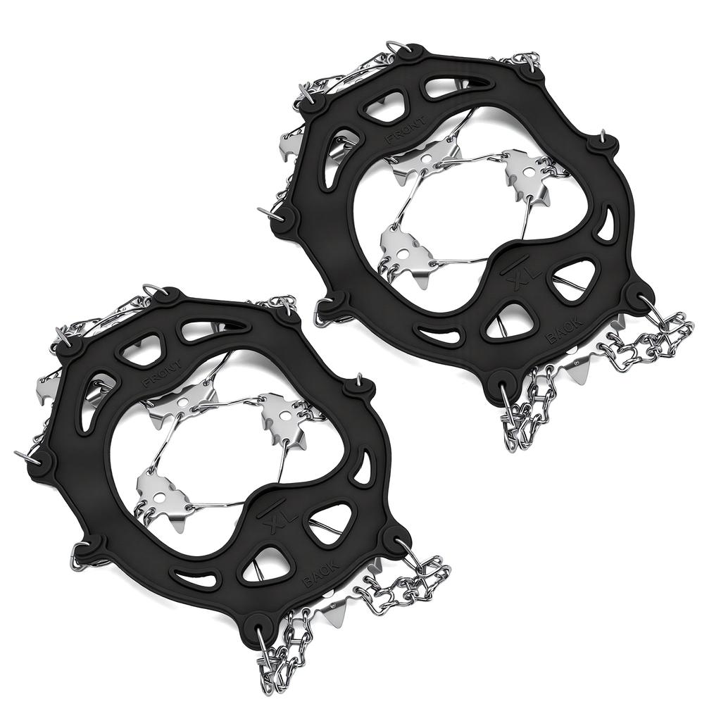 32 Spikes Ice Cleats for Shoes and Boots Stainless Steel Crampons for Outdoor Hiking Climbing Winter Walking Black L