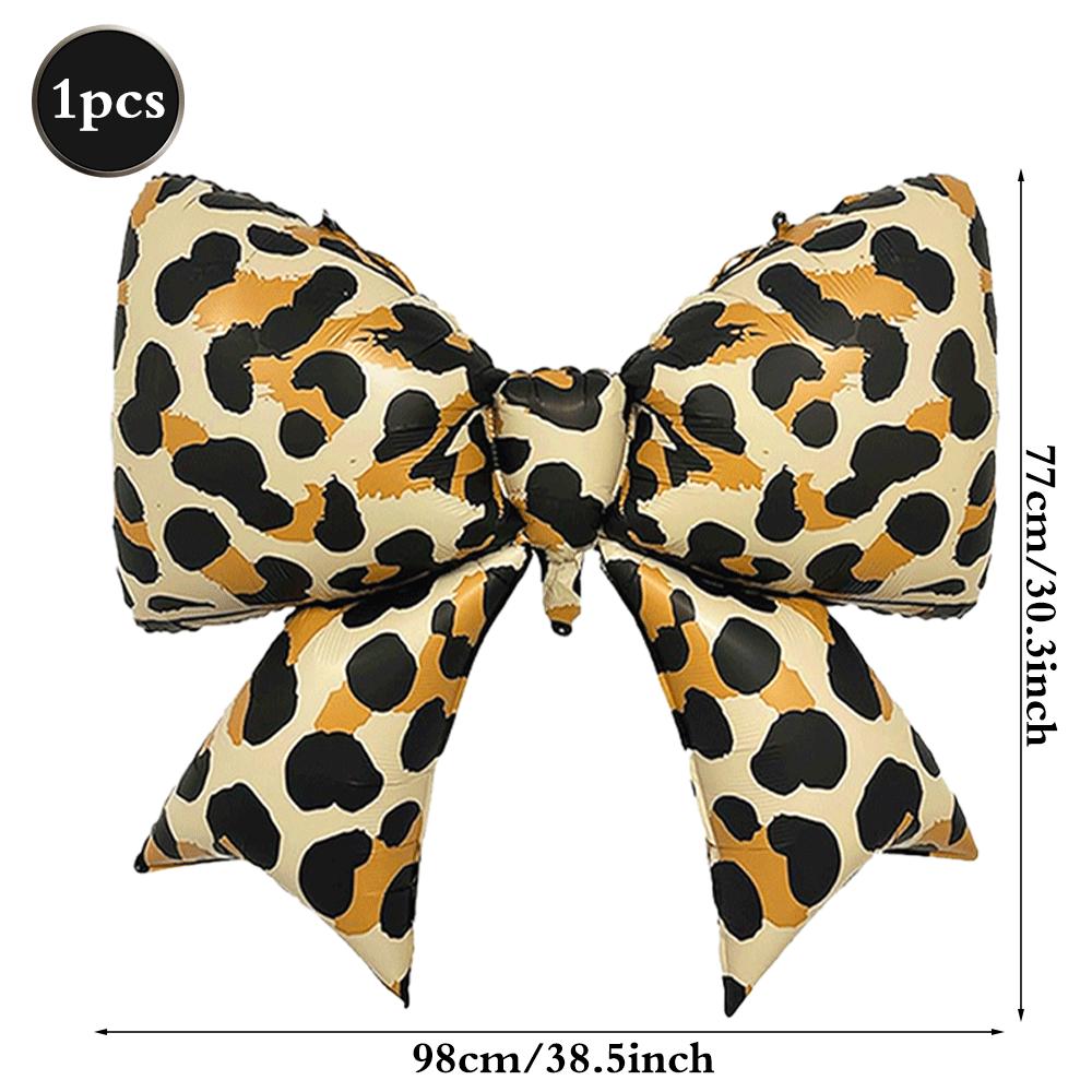 Leopard Print Bow Foil Balloons 4D Round Cheetah Animal Balloon Wild One Jungle Safari Theme Birthday Bachelorette Party Decor