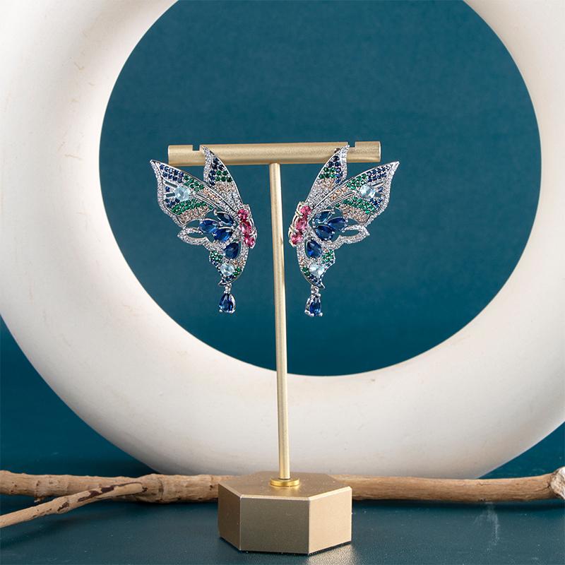 BELLA BOX Luxusní motýlkové náušnice Dámská koktejlová párty Stylové doplňky Elegantní dárek k narozeninám Náušnice na denní nošení pro ženy