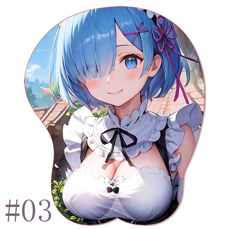 R_Rem R_Re:Zero OPPAI Mouse Pad Wrist Rest Stereo Mousepad Sexy Anime Ram Silicone Wrist Rest BULK Gaming Pad Office Mouse Mat