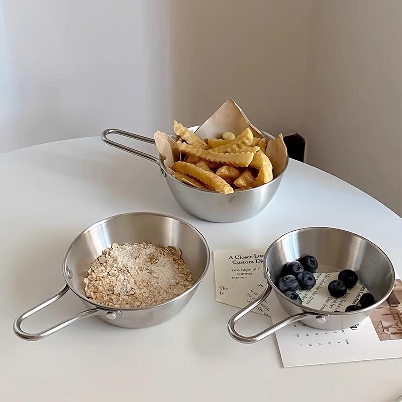 Edelstahl Würzzschüssel mit GriffReisweinschale Haushalt Anti-Tropf Babynahrungsschüssel Snack Obst Salatschüssel