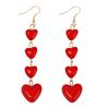 Red Heart Long Tassel Earrings Sweet Drop Dangle Earrings Party Jewelry Fashion Piercing Earrings Comfortable To Wear