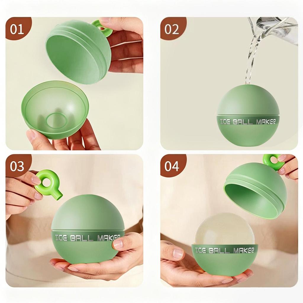 Ice Ball Mold 4 Piece Silicone Reusable Easy Release 6.5cm Round Ice Cubes Mold For Whiskey Cocktail Coffee Beer Cold Drinks