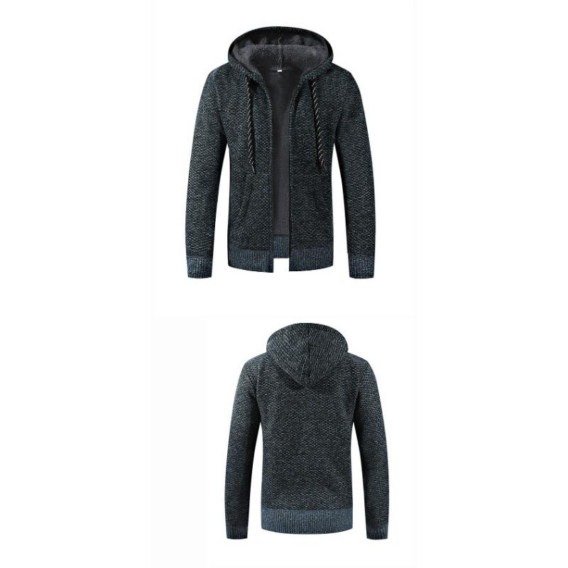 Herren S Einfarbig Langarm Kapuzen Fleece Strickjacke Pullover Für Teenager
