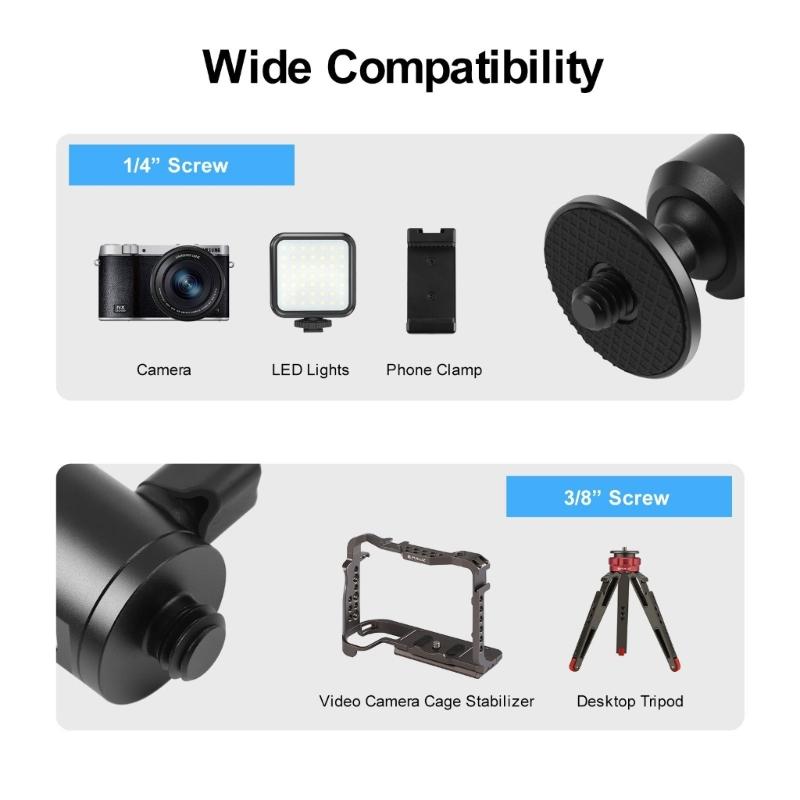 Universal Ball Head Adapter 1/4in / 3/8in Screw Aluminum Alloy 360Swivel Mount for Camera Tripod Light Bracket Accessory