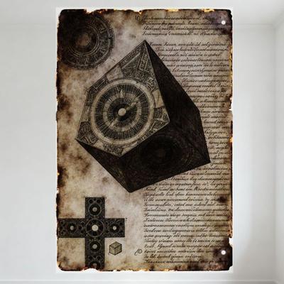 Vintage Alchemie Polyeder Blechschild - Esoterisches Dodekaeder Wandplakette für Man Cave, Bar, Arbeitszimmer Dekoration