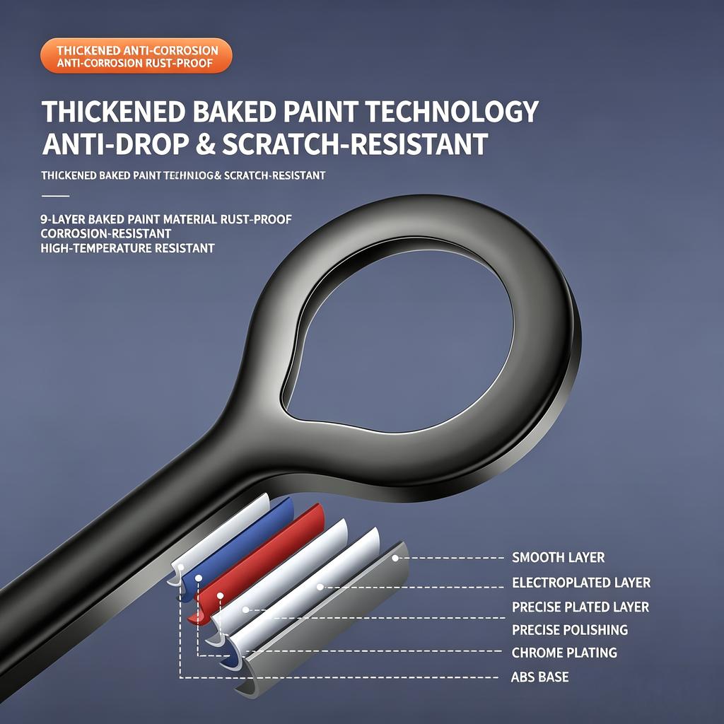 Soffione Doccia ad Anello Nero 12cm Ampia Area di Spruzzo Pressurizzato Rivestimento Spesso Antiscottatura Antigraffio Interfaccia Universale Raccordo Doccia
