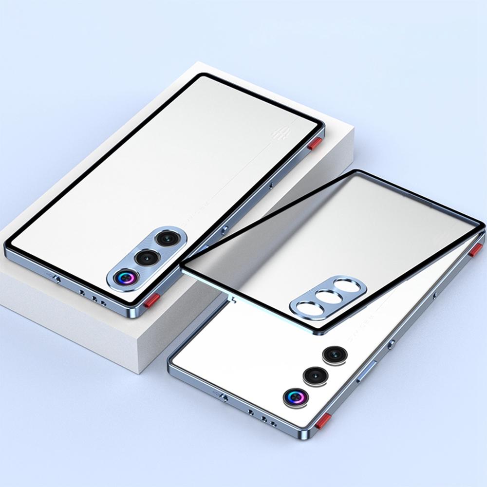 For ZTE nubia Redmagic 10 Air 5G Case Metal Frame Matte PC Back Phone Cover with Snap Button