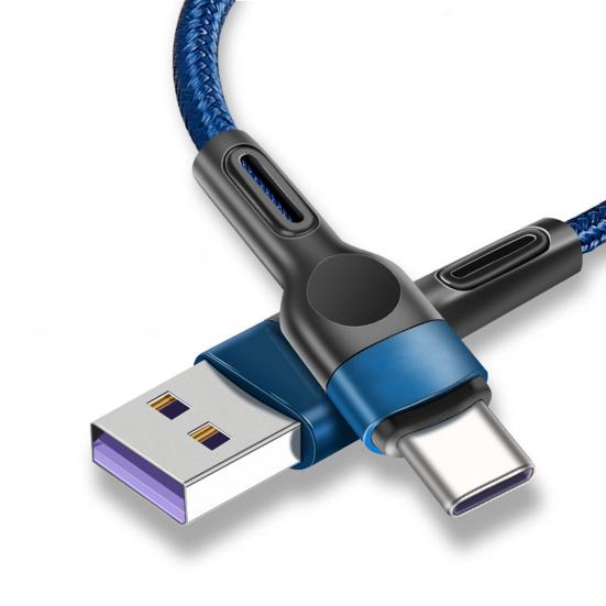 Data Cable Braided 5A Type-C Mobile Fast Charging Phone Data Cord Charger Wire