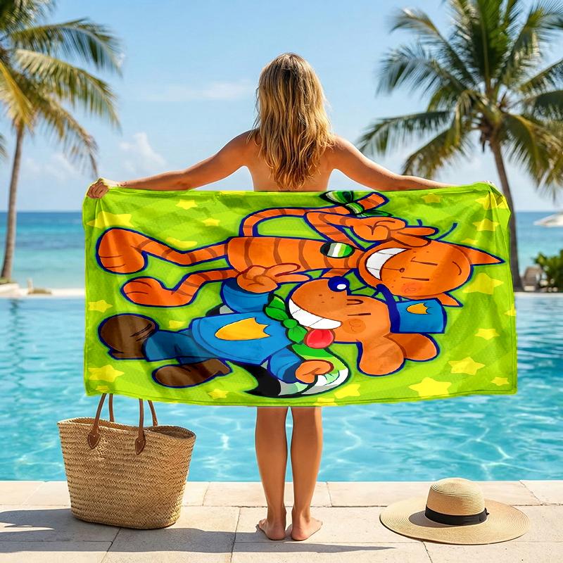 Dog Man Fashion Beach Towel: Ideal for Summer Adventures Soft, absorbent and quick drying suitable for swimming and bathing