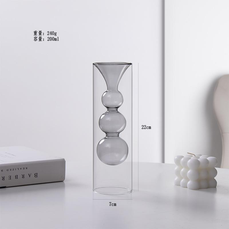 Colorful Double-layer Glass Vase, Vase Decoration Glass Vase Flowerpot Home Office Dining Table Decoration