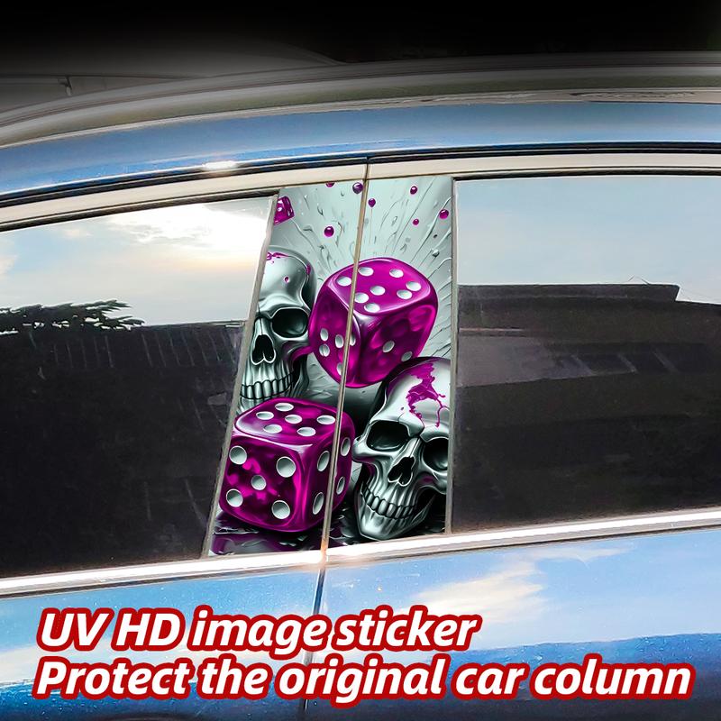 Dice Skull Car Sticker Auto B Pillar Waterproof Sunscreen Center Column Decor Cover Scratches Car Doors Pillar Decal Accessories