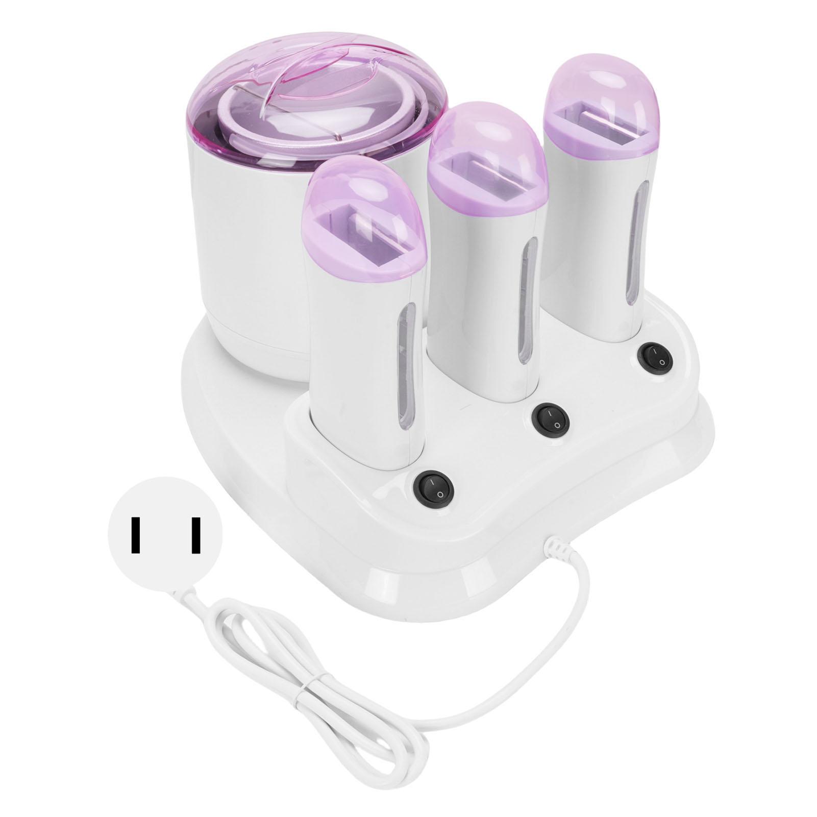 

4 in 1 Wax Heater Anti Scald 3 Roll On Wax Warmer Single Pot Transparent Lid 220W for Home Use US Plug 110V