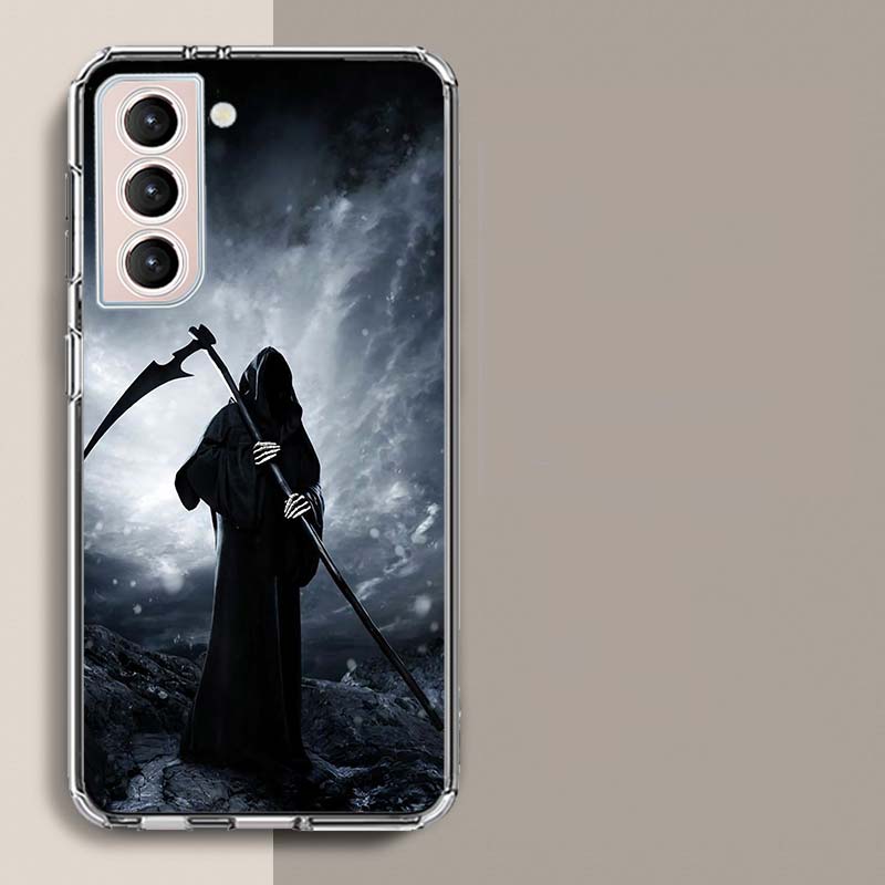 Death Grim Reaper Skull Phone Case For Samsung Galaxy S25 Edge S24 S23 FE S21 S20 S10 Plus S22 S26 Ultra Cover Clear Cases TPU C