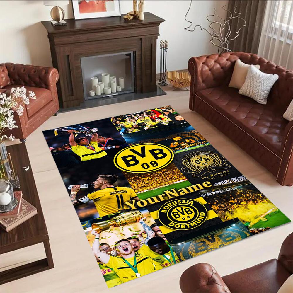 Borussia Dortmund Customize Your Name Floor Rug Office Rug Design for Dormitory Outdoor Playrooms Decorate Room Anti-slip Rug Decorate Offices