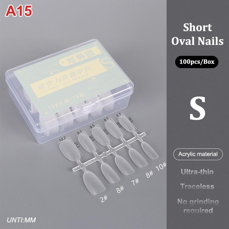 100Pcs/Box Matte Fake Nails No Polishing Press On False Nails Medium Short Design High Matt Soft Gel Nail Tips For Extension