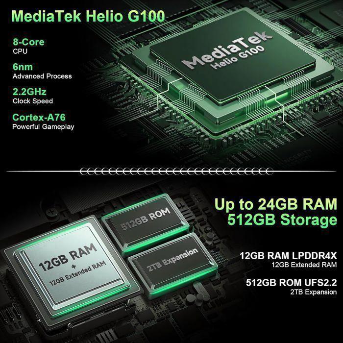 Ulefone Armor 33 Telephone Portable Incassable 24Go+512Go 6,95" 25500mAh Smartphone Android 15 64MP Vision Nocturne Dural SIM/NFC