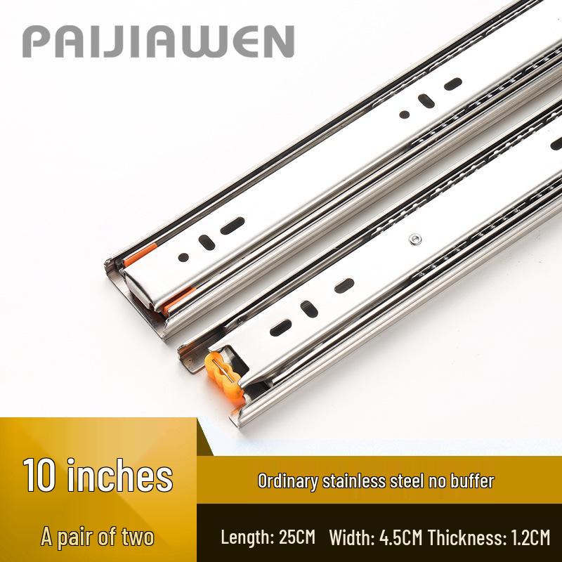 Thickened Stainless Steel 3-Section Side Mount Drawer Slides with 45° Dampening
