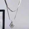 Cold wind simple double layer stacked diamond necklace men's trend light luxury titanium steel collarbone chain women's accessories