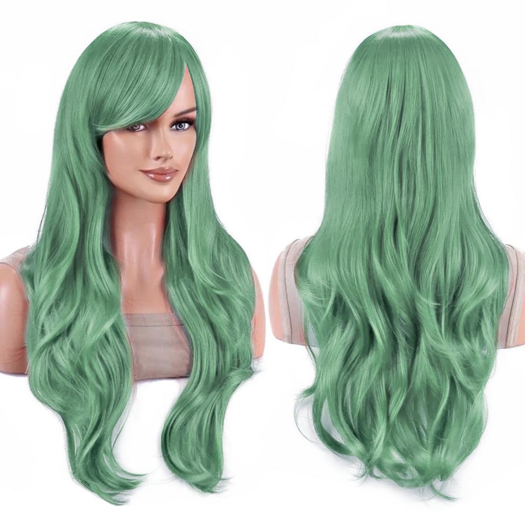 Parrucche Colorate Sintetiche Ondulate per Cosplay Lunghe 70cm con Frangia Parrucca Costume per Donne