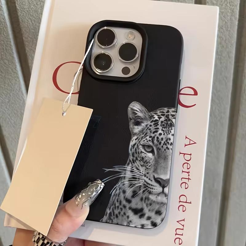 Stylische graue Leoparden-Ziffer 7 Digital Design Handyhülle für iPhone 17 16 Pro Max 15 14 13 12 11 7 8 Plus 16E 17Air XS X XR Hülle