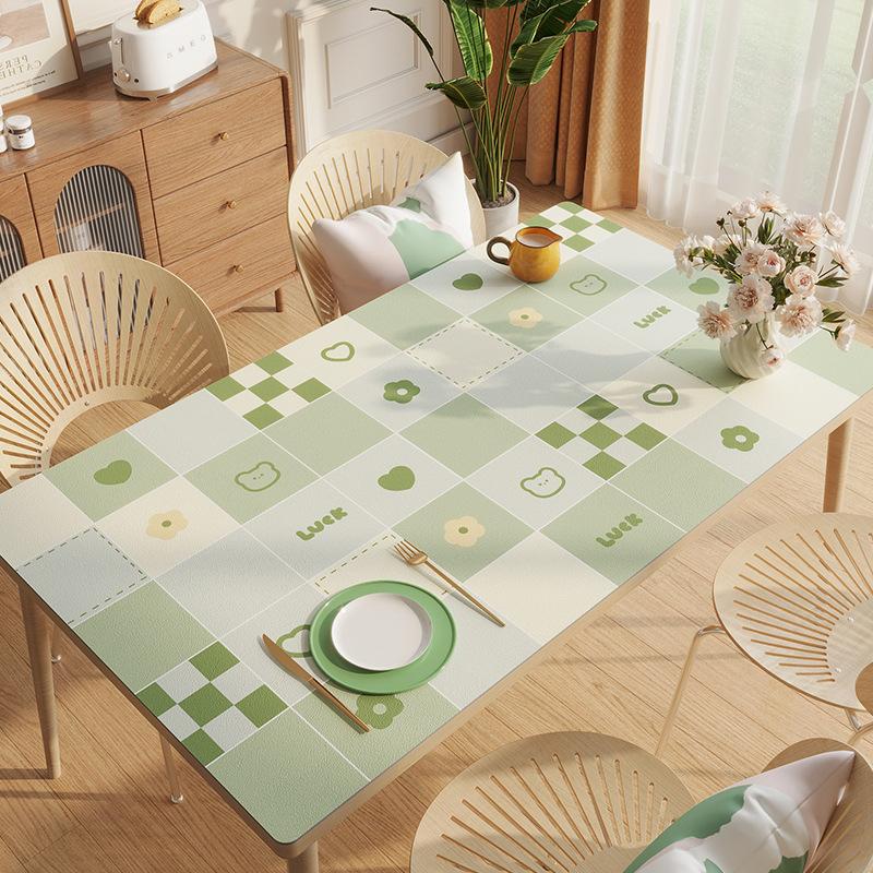 Small Fresh Pvc Waterproof, Oil-Proof And Scalding-Proof Leave-In Table Mat Rectangular Leather Tablecloth Dining Table Coffee Table
