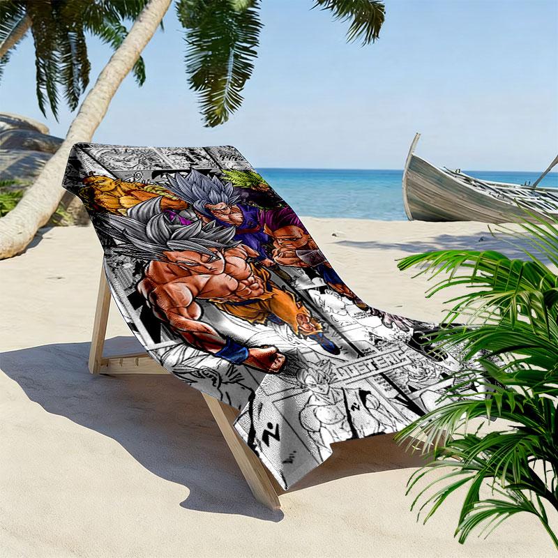 Dragon Ball Print Beach Towel, Large Soft Quick Dry Towel for Beach Camping Swimming