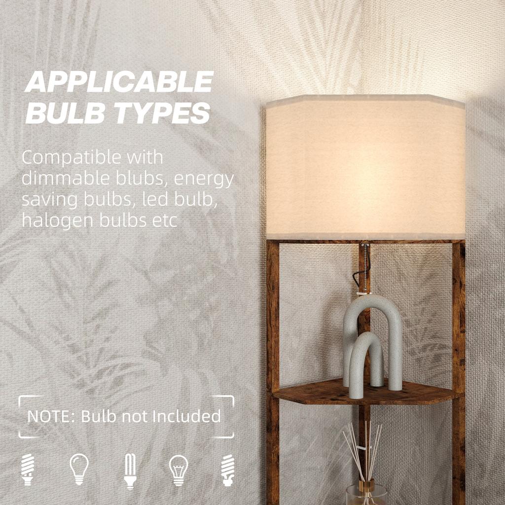 Corner Floor Light, with Shelves - Wood-Effect