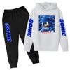 Children's Sportswear Set-Sony Cartoon Animation Printed Hooded Jacket+trousers Comfortable Fit Suitable Boys Girls Aged3to13