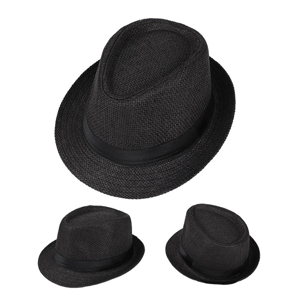 Sombrero Trilby para Adultos Transpirable Estilo Británico Sombrero de Paja Tejida Sombrero para Fiesta de Festival de Adultos Hueco Camping Pesca Sombreros Fedoras