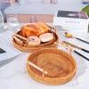 Handwoven Rattan Serving Tray with Double Handles, Multipurpose Snack Bread Platter for Tea Party Kitchen Home Decor