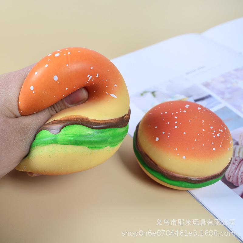 Hamburger Stress Ball Squishy Toys Stress Anxiety Relief Decompression Sensory Toy Hamburger Pinching Cookies Toy for Kids