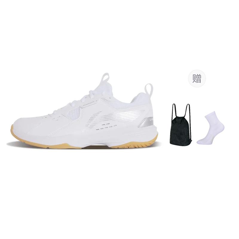 Li Ning Ace V Cushioning Slip Resistant Abrasion Resistant Breathable Mid Top Badminton Shoes Unisex White AYTT001-5