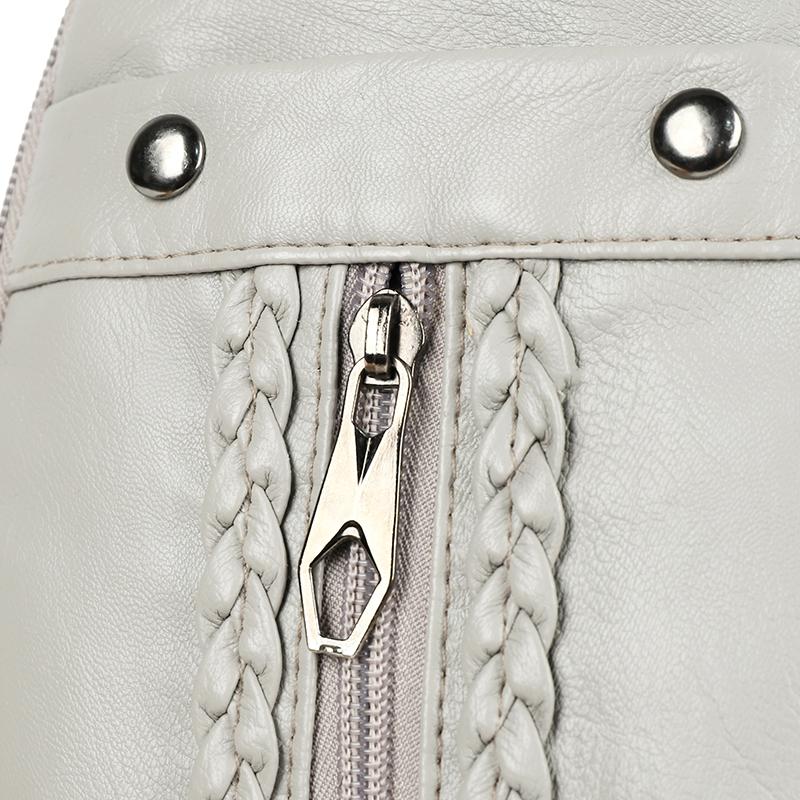 Women's Soft Leather Chest Bag Rivet Shoulder Crossbody Bag