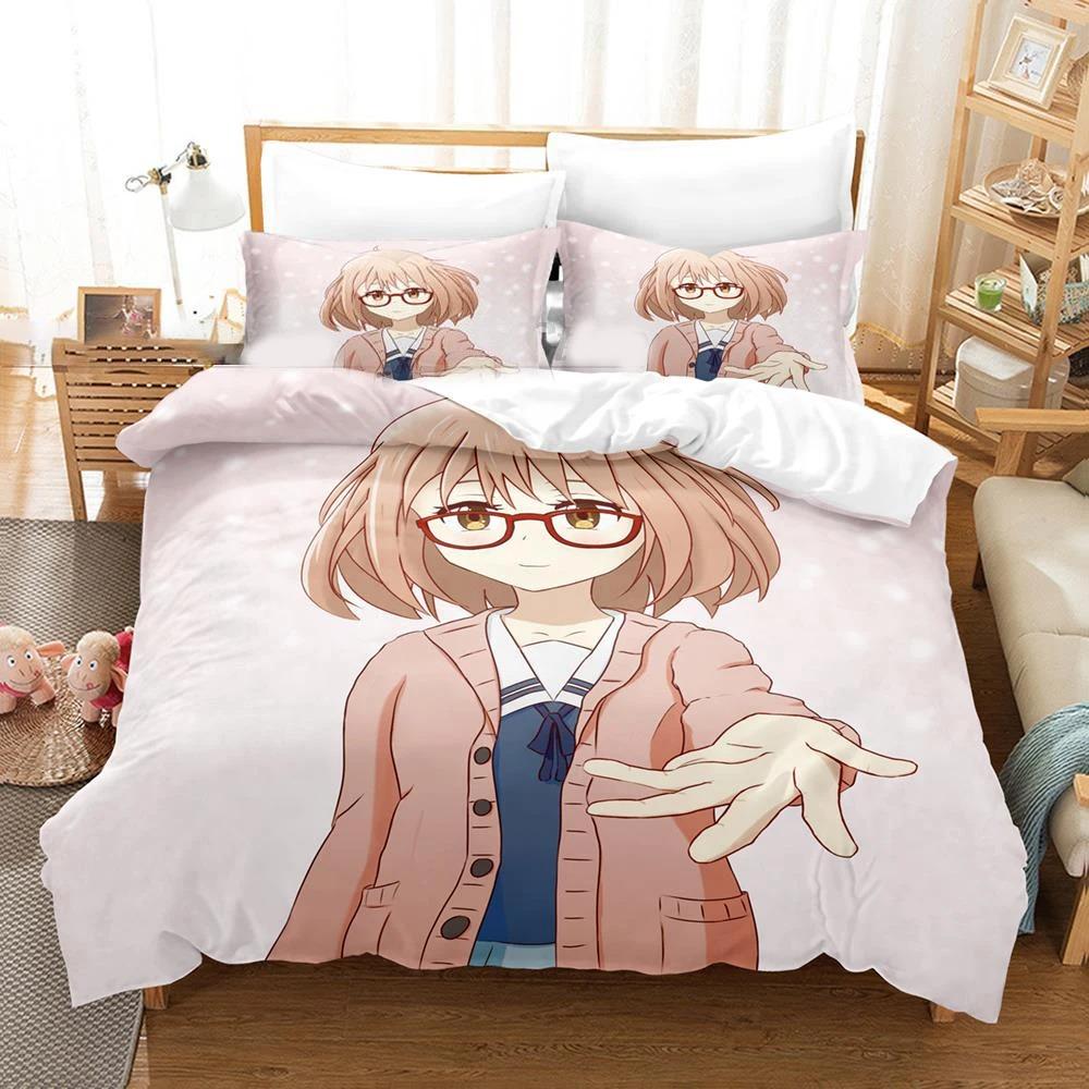 Anime Beyond the Boundary Mirai Kuriyama Bedding Set Boys Girls Twin Queen Size Duvet Cover Bed Kids Adult Home Textileextile