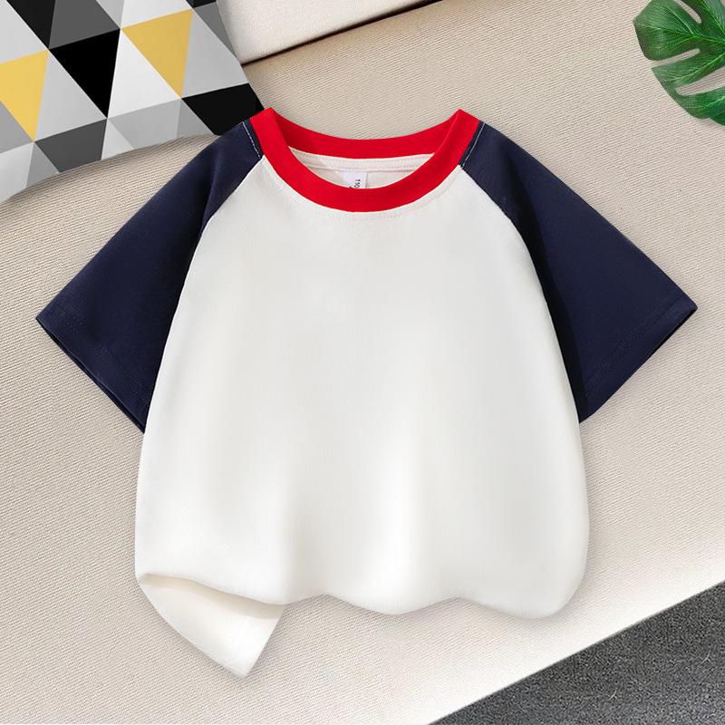 

Детская футболка с круглым вырезом и рукавами реглан в корейском стиле, 100% хлопок, рукав до локтя 110cm