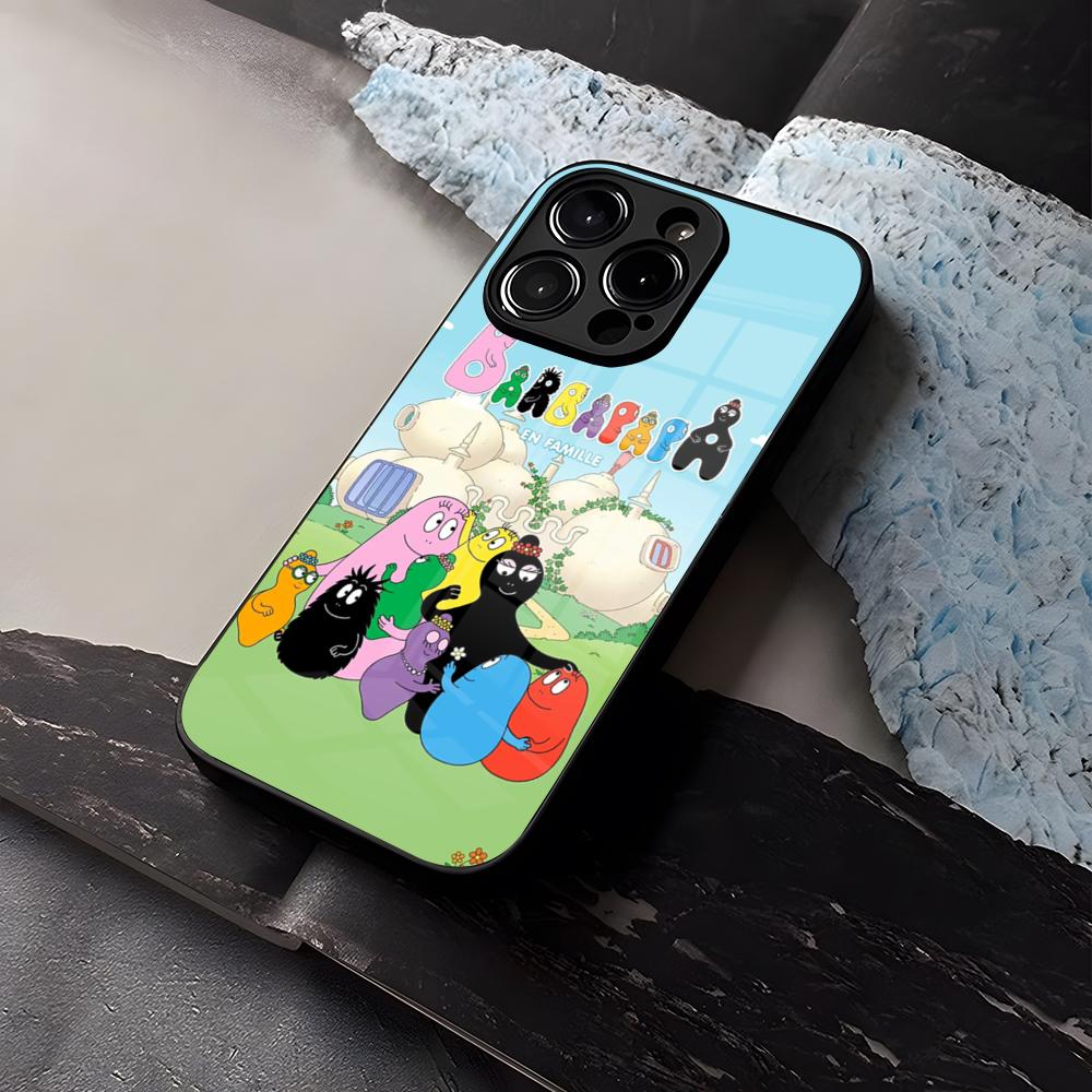 Cartoon B-Barbapapa Phone Case Tempered Glass For IPhone 16 13 14 12 15 11 Pro Max Plus Mini X XR SE2020 Coque