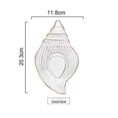 Creative Gold-Rimmed Conch Glass Salad Bowl Set
