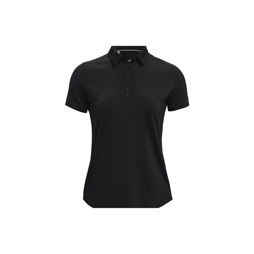 Under Armour Solid Color Slim Fit Short Sleeve Polo Shirt Women Tops Black 1363949-001