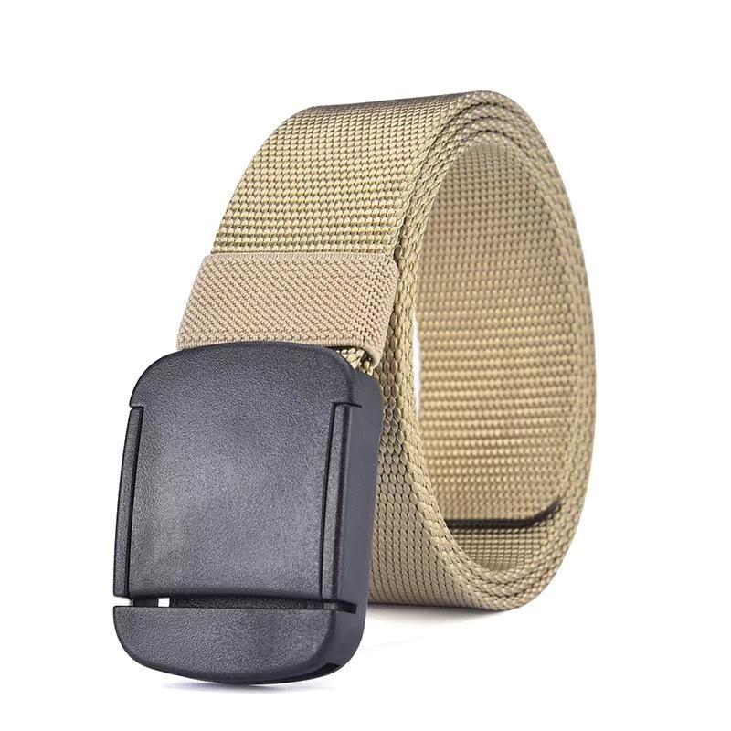 Men's Tactical Nylon Belt with Leather Trim and Automatic Non-Metal Buckle