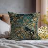 Elegant Vintage Safari Leopard Print Cushion Cover Throw Pillow Gold Jungle Botanical Illustration Decor 18x18 Inch