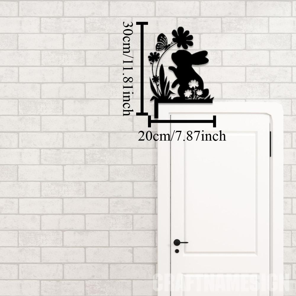 

Metal Bunny Butterfly Door Decor Wall Art Rabbit Hanging for Bedroom Nursery Room 12in чёрный