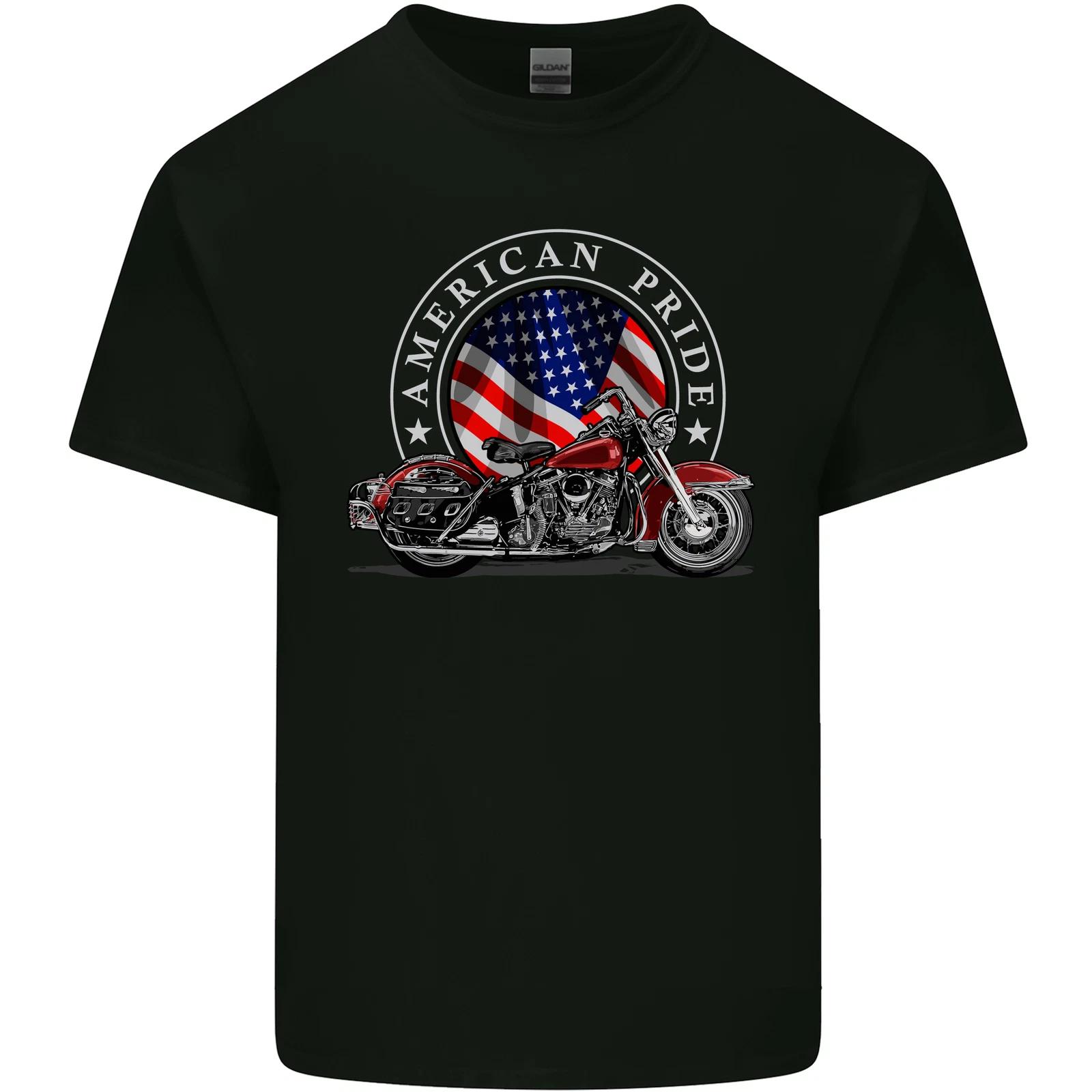 American Pride Motorcycle Biker Chopper Kids T-Shirt Childrens M