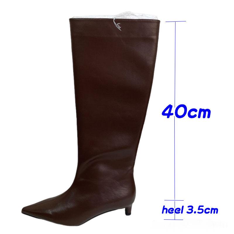 Fashion Brown Footwear Female Slip On Shoes Knee High Boots For Ladies Fashion Pointed Toe Women Ankle Western Boots With Low Heel Shoes