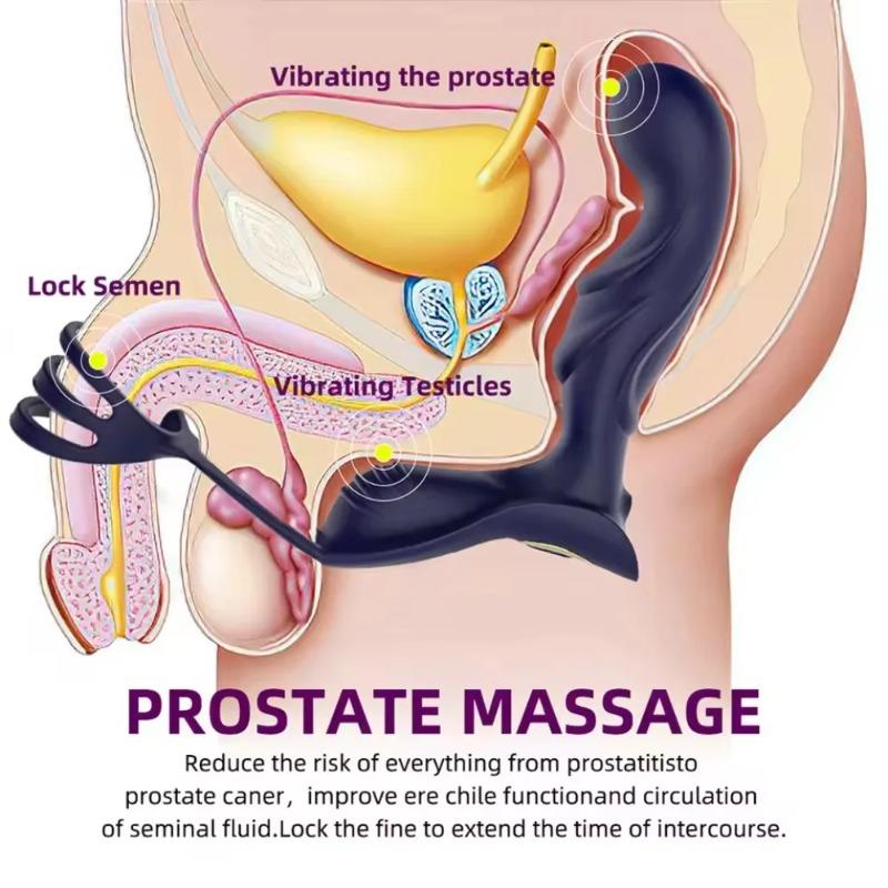 Male Butt Plug Vibrator Prostate Massager Delayed Ejaculation Cock Ring Wearable Anal Sex Toys for Couples Extreme Sex Gay