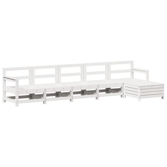 VidaXL Salon de jardin 6 pcs blanc bois de pin massif 3250861