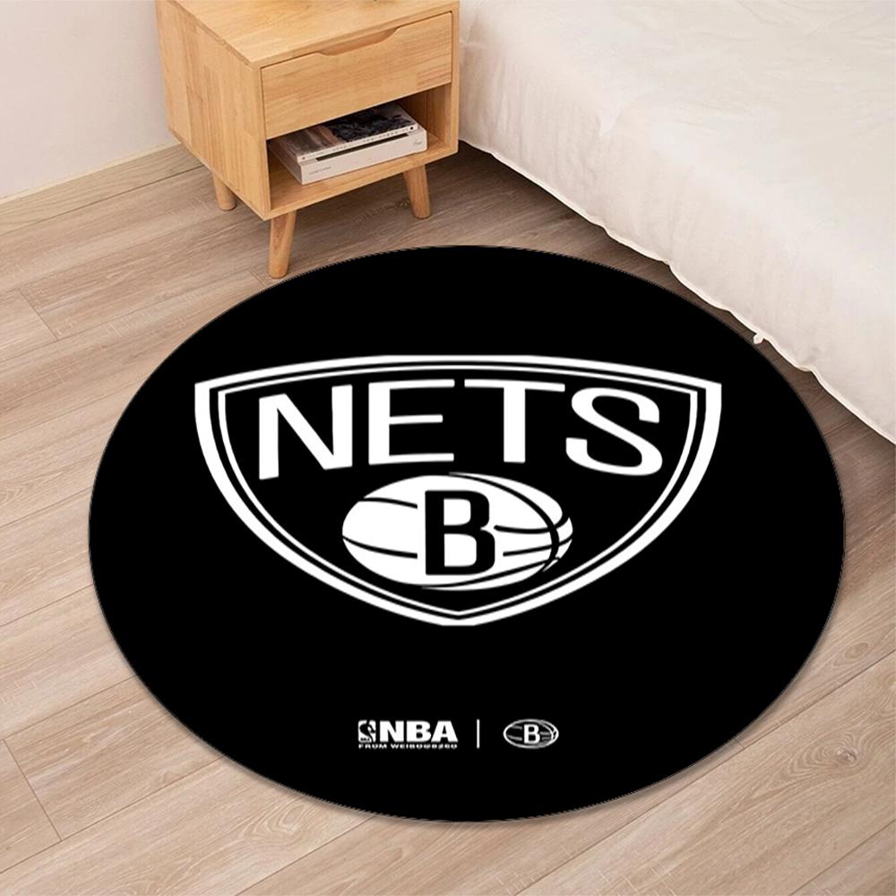 Brooklyn Nets Printed Round Rug Carpet Chair Rug Area Rug Entryway Doormats,for Office Chair Living Room Bedroom Kitchen Room.