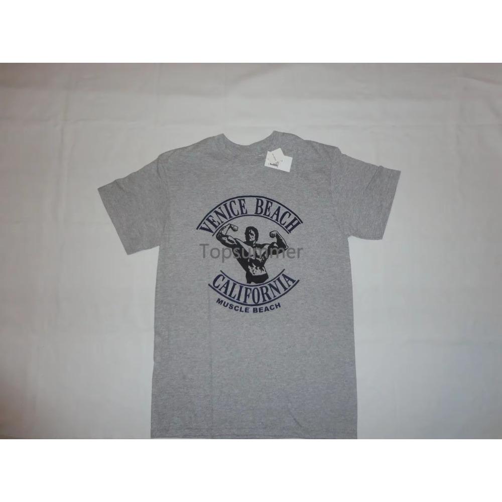 Muscle Venice Beach Ca Retro Neu T-Shirt: S 32Xl Fitnessstudio Arnold Schwarzenegger T-Shirt Ärmel Mode Sommer Druck Freizeit