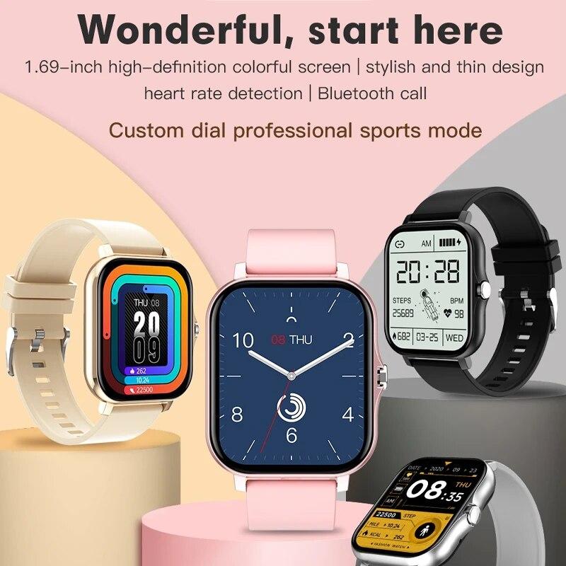 SACOSDING New Smart Watch for Men 1.69 Full Touch Smartwatch Fitness Pedometer Heart Rate Monitor Smart Clock Ladies Watch