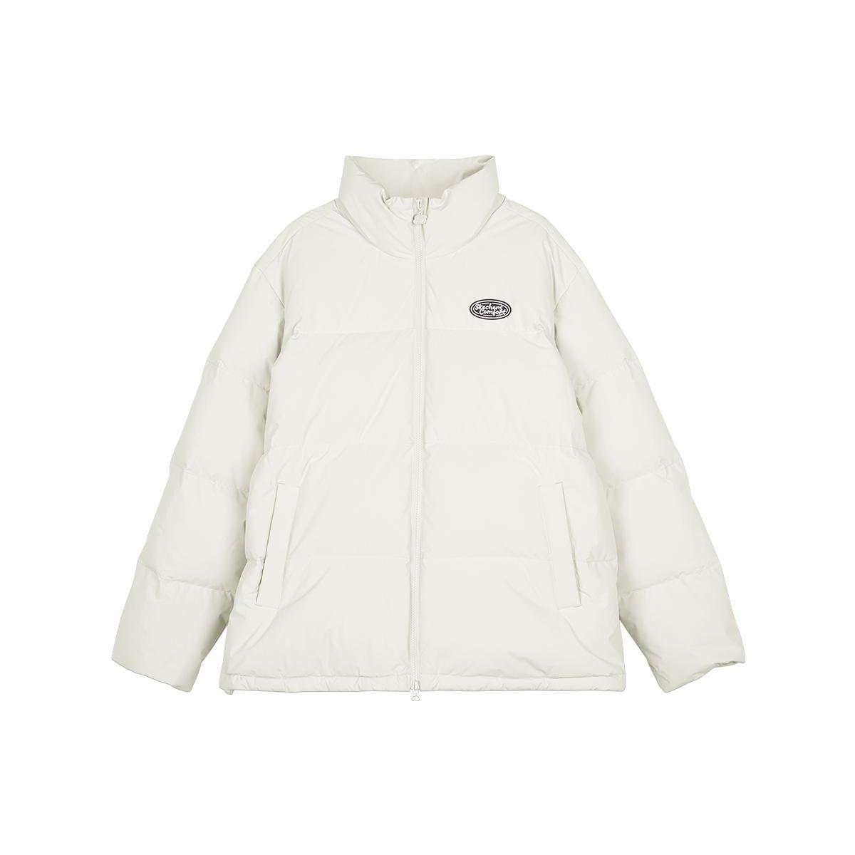 Skechers Letter Print Stand Collar Short Sleeve Puffer Jacket Unisex Jacket Cotton-Candy-White L423U101-0074 M